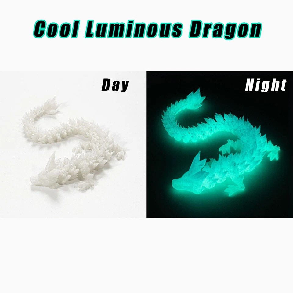 Dragão luminoso impresso em 3D articulado dragão inquietação brinquedos decoração de mesa para casa/escritório - Imagem 4 de 4