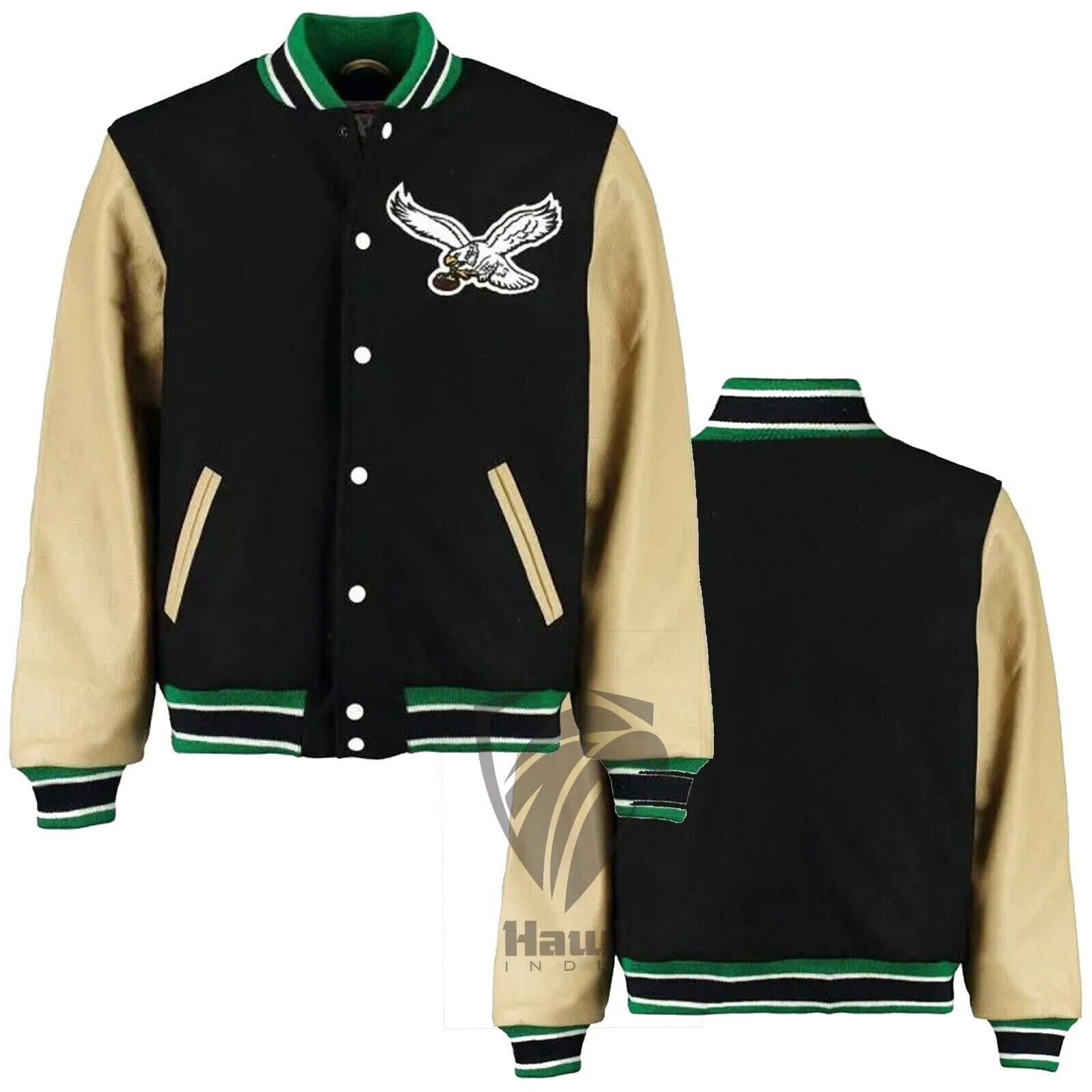 Philadelphia Black Wool Genuine Baseball Jacket