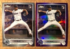 2022 Topps Chrome Update Edward Cabrera Purple Refractor & Base RC #87 Marlins