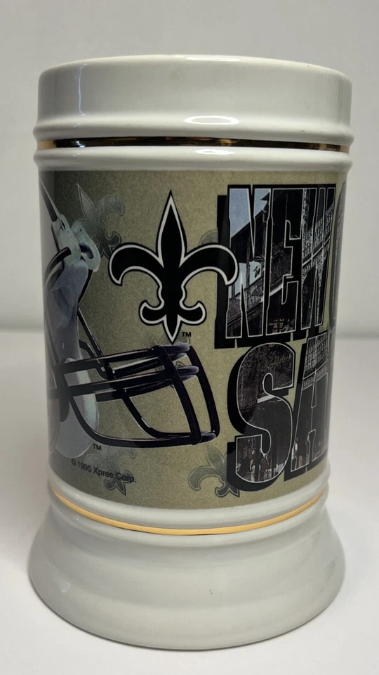 New Orleans Saints NFL Ceramic Beer Mug 1995 Xpres Corp Collectible Stein 7.5” - Image 3 of 4