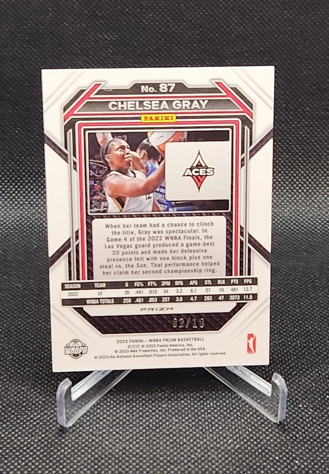 2023 Panini Prizm WNBA #87 Chelsea Gray Gold Prizm 02/10 Aces SSP - Image 2 of 2