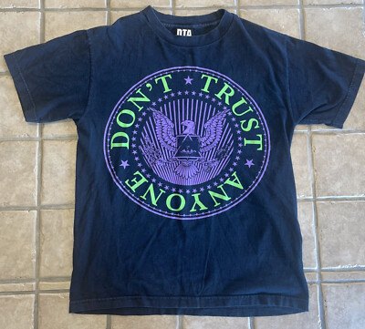 DTA Don t Trust Anyone Made in L.A. Double Sided Graphic Tee Purple/Green Eagle