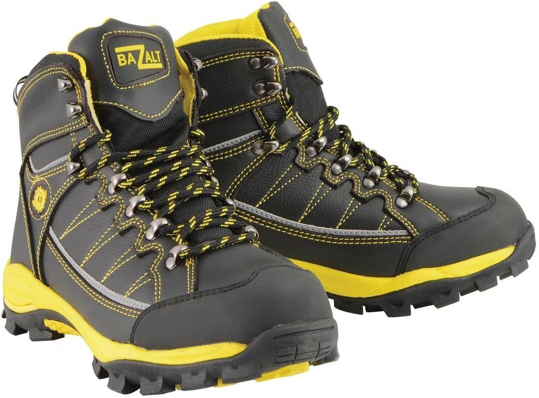 Мужские ботинки из водо- и морозостойкой кожи Bazalt MBM9122, черные с желтым