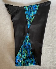 TYR Size 32 Omega Blade Splice Durafast Elite Mens Tight Fit Swim Shorts Jammer