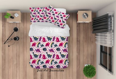 3D Dinosaur Heart Colorful Pattern Quilt Cover Set Bedding Sets Pillowcases 64