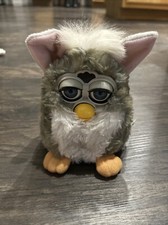 Working Vintage 1998 Church Mouse Furby 1st Gen Blotched Gray Fur Toy