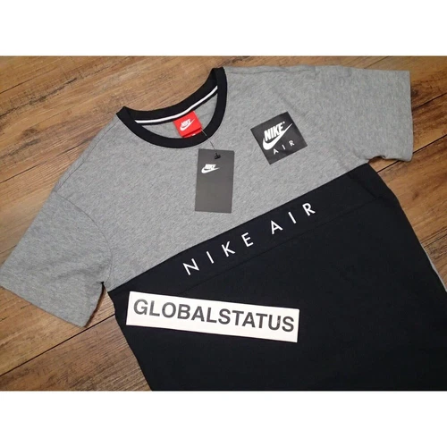 KIDS BOYS NIKE NSW AIR LOGO GREY BLACK WHITE SHIRT SIZE SZ LARGE ( AT3085-091 )