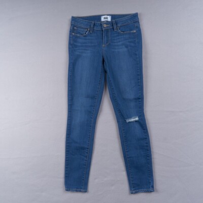Paige Verdugo Ankle Jeans Womens 25 Blue Distressed Stretch