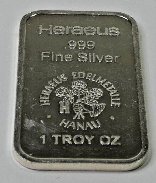 Heraeus 1 oz .999 Fine Silver Bar - Edelmetalle Hanau Swiss 1 Troy Ounce