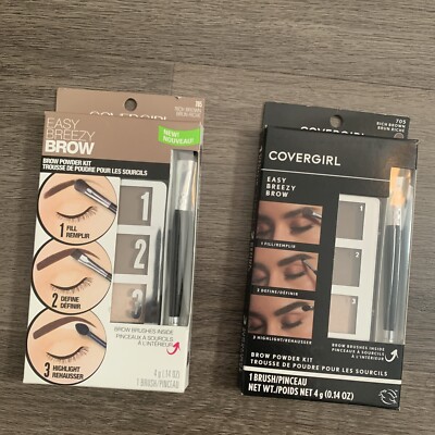 Lot Of Two COVERGIRL Easy Breezy Brow Powder Kit & Brush #705 Rich Brown