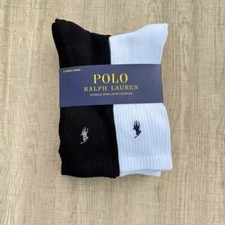 Ralph Lauren Vintage Polo 6 Pack Men's Socks UK/US Size 6 - 10 - Black And White