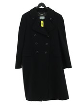 Jigsaw Women's Coat Uk 16 Black Wool With Cashmere Pea Coat