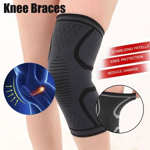 2Pcs Best Knee Sleeve Compression Brace Support Sport Pain Relief Arthritis Sz M