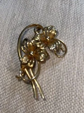 Forstner Flower Brooch Pin 12kt GF Signed 2” L X 1.5” Beautiful Condition !!