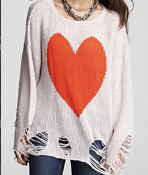 WOW~ Medium Wildfox Oversized Heart Distressed Soft Sweater ~WOW | eBay