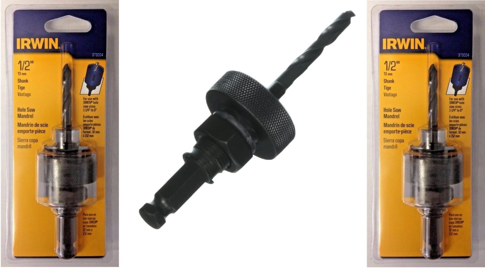 2 NEW Irwin Mandril 373004 Hole Saws Arbor 1/2" Shank Fits11/4" 6