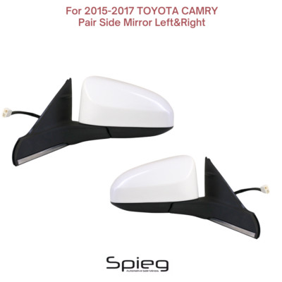 Pair Door Side Mirror for 2015-2017 TOYOTA CAMRY Power Heated 5pin WHITE LH & RH