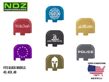 NDZ Glock 43 43X 48 Slide Cover Back Plate Aluminum - Patriotic Images