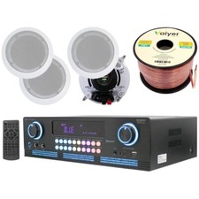 Home Theater System 2K W Bluetooth Amplifier w 4 x 5.25" 175 Ceiling Speakers
