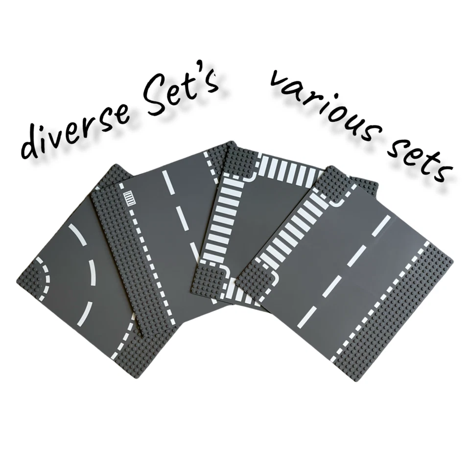 JFB TOYS 4x Straßenplatten Straße Stadt Grundplatten (kompatibel zu LEGO 60236, 60237)