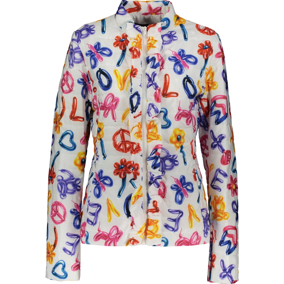 LOVE MOSCHINO Light Puffer Jacket All Over Print Balloons S Small UK6 *RRP  £405*