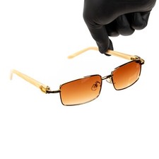 Gold Frame Orange Tint Full Rim Men's Hip Hop Fashion Summer Sunglasses