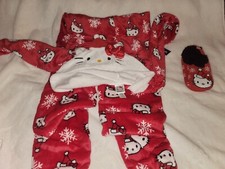 Sanrio Hello Kitty HOODED Pajama One Piece NEW Medium women s with socks