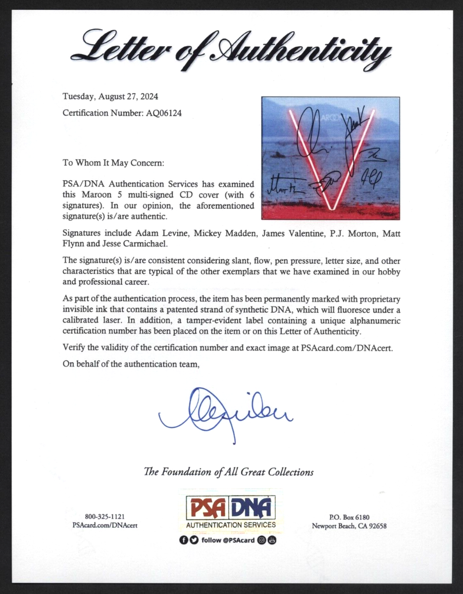 MAROON 5 Signed (5) Autographed CD Cover + CD & Insert