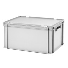 Eurobox | 60x40x32cm | Rippenboden | mit Deckel | Industriequalität | Stapelbox