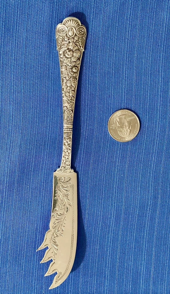 Raro Cuchillo de Queso Gorham Cluny Plata Esterlina - Corte Brillante Antiguo Original Foto 2 de 4