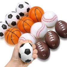 12pcs Squeezable Stress Balls Anti-Stress Baseball Soccer Football 4 Ballgames