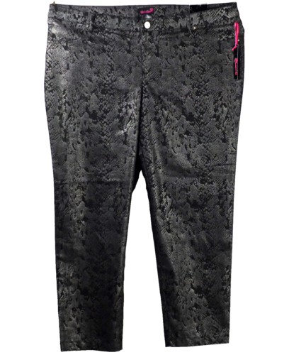 Neu mit Etikett Flirtatious Jeggings schwarz Übergröße 20 Schlangenledermuster Baumwollmischung Stretch