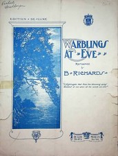 Warblings At Eve Romance Vintage Sheet Music B Richards Piano Y