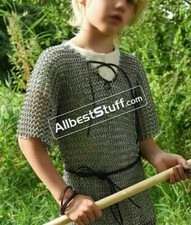 Medieval Chainmail Shirt for Kids/Child 10-15 years age Butted Zinc Plated