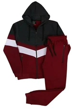 MEN CLASSIC 3 LAYERS STRIPE JOGGER SWEATSUITS WITH DRAWSTRINGS ATTACHED S - 5XL 