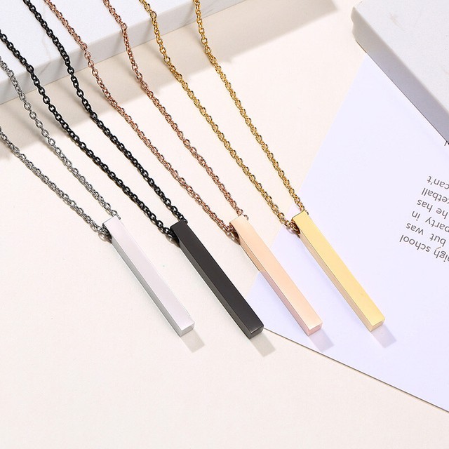 Vertical Bar Cuboid Pendant Necklace Chain Personalized Custom DIY Name Initials | eBay