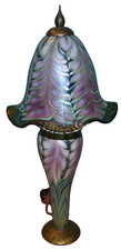 Daniel Lotton 2010 Studio Art Glass Bedroom Lamp, Purple Pulled Feather Design
