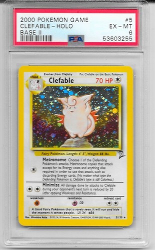 2000 Pokemon Base II Clefable HOLO Hologram PSA 6 RC RARE #5 Undergraded WOTC 2