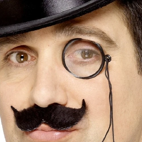1920s Fancy Dress Monocle with Lense & Cord Black 20s Eyeglass by Smiffys