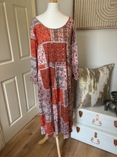 Together patchwork embellished long autumn dress burnt orange size 16 
