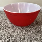 Vintage Pyrex 402 Red Mixing Bowl Nesting Primary 1.5 Qt Dull Dwd Workhorse