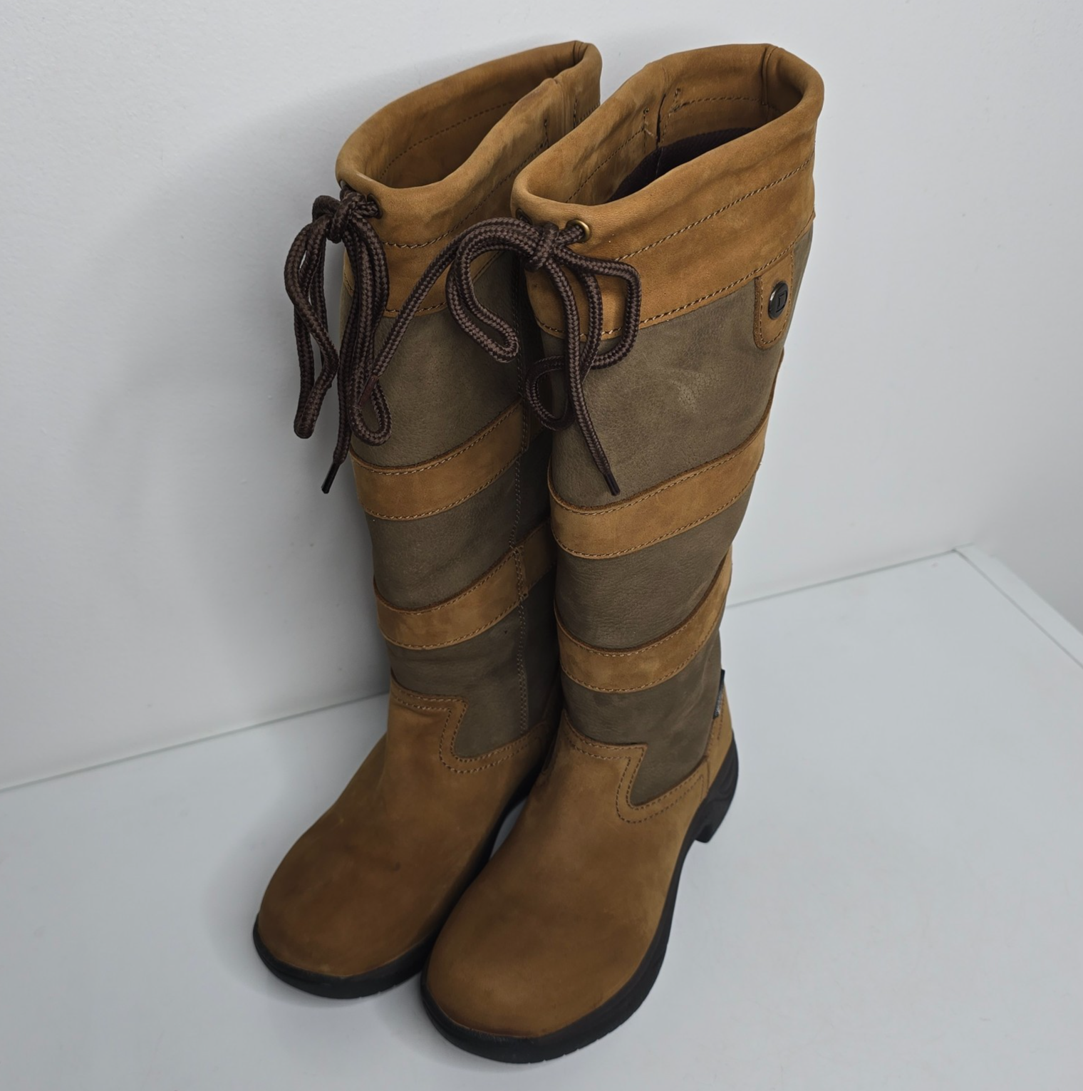 DUBLIN RIVER Boots Womens 6.5 Wide Calf Brown Equestrian Leather Waterproof