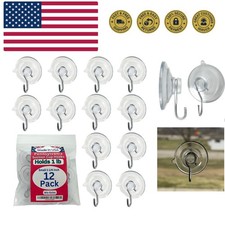 12 Pak Small 1 -inch Made in Pennsylvania Heavy Duty Suction Cup Hooks for ...