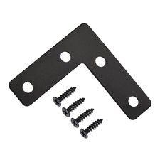 L Shape Brace 50mmx50mm Mending Repairing Flat Brackets with Screws Black 10Pcs