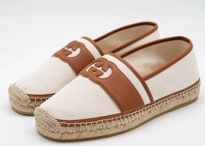 GUCCI Espadrilles Beige/ Cream Canvas With Web & Logo Leather Trim  7  / 7.5 US Gucci Canvas Espadrille Casual Shoes for Men for sale | eBay main image 2