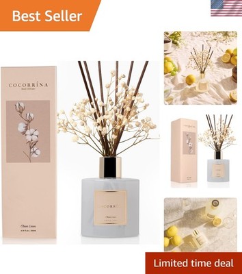 Fresh Clean Linen Reed Diffuser with Preserved Flowers - Perfect Home Fragrance