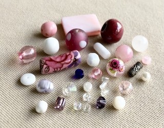 LAST Vintage Mixed Pink White Beads Glass Ceramic MOP FW Pearl 3 20mm #P1