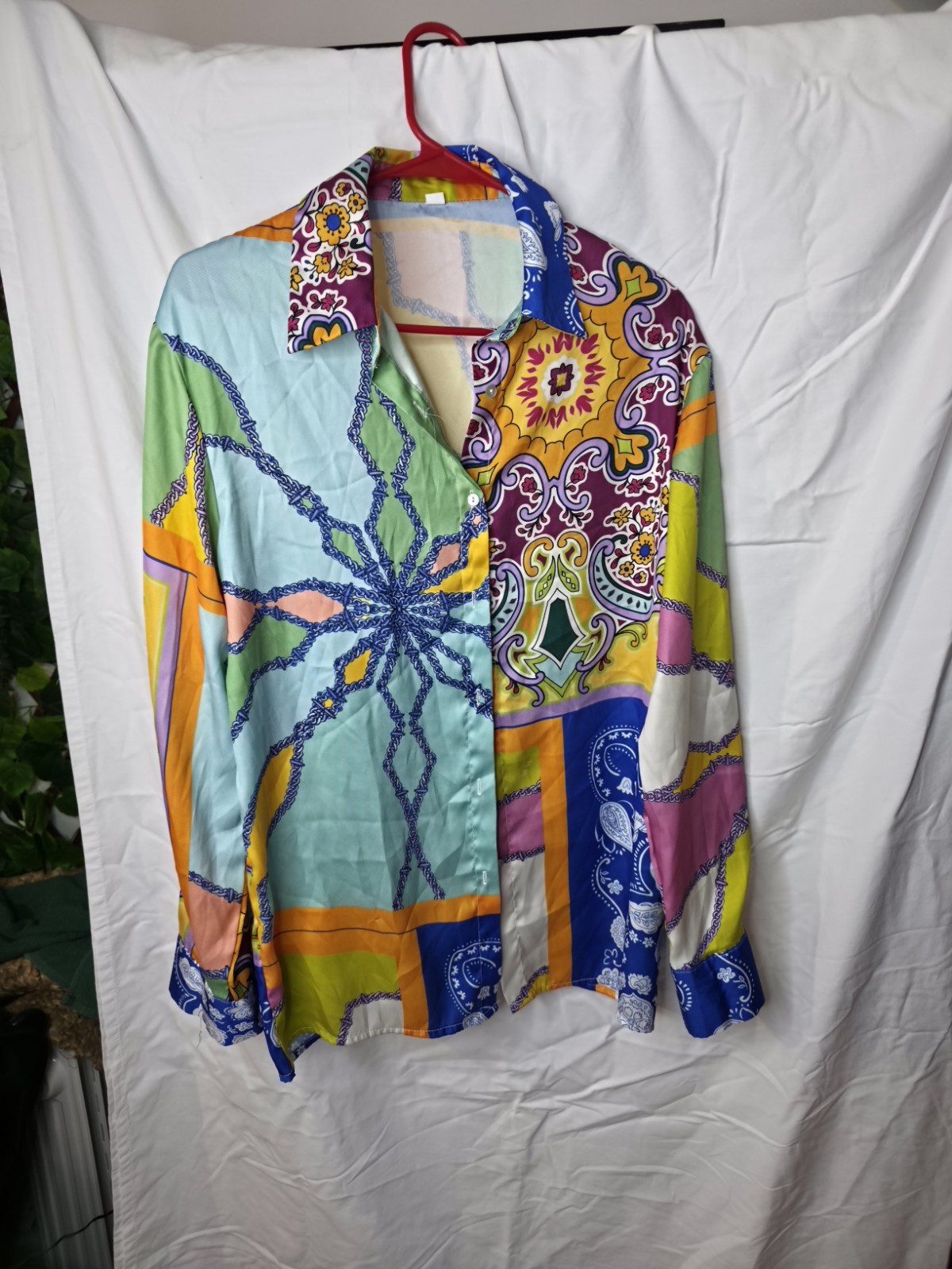 Men's Multicolor Patchwork Long Sleeve Casual But… - image 1