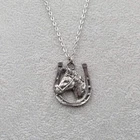 Vintage Horse Pendant Necklace Silver tone 24" Estate Costume Jewelry