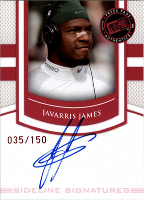 2010 Press Pass PE Sideline Signatures Ruby #SSJJ Javarris James Auto/150 FB